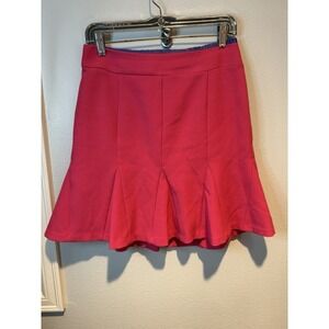 Banana Republic Pop Pink Twirl Fluted Suit Skirt 4 Lined c. 2013 Swirly Feminine